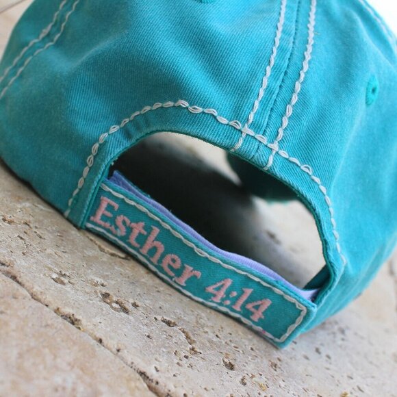 Womens Inspirational Cross Hat Cap Such A Time As This Esther 4:14 Distressed - Picture 3 of 9
